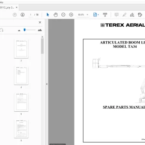 TEREX AERIALS TA34 ARTICULATED BOOM LIFT SPARE PARTS MANUAL - PDF
