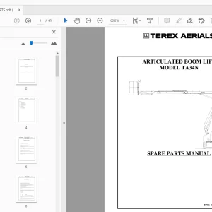 TEREX AERIALS TA34N ARTICULATED BOOM LIFT SPARE PARTS MANUAL - PDF