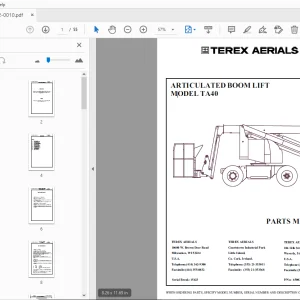 TEREX AERIALS TA40 ARTICULATED BOOM LIFT PARTS MANUAL 65002-0010 - PDF