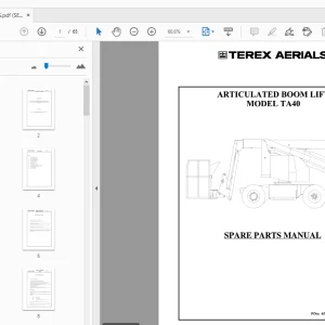 TEREX AERIALS TA40 ARTICULATED BOOM LIFT SPARE PARTS MANUAL - PDF