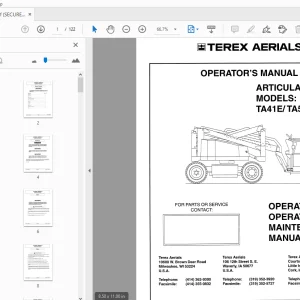 TEREX AERIALS TA41E TA50E ARTICULATED LIFT OPERATOR'S MANUAL - PDF