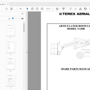 TEREX AERIALS TA50E ARTICULATED BOOM LIFT SPARE PARTS MANUAL 65002-0004 - PDF