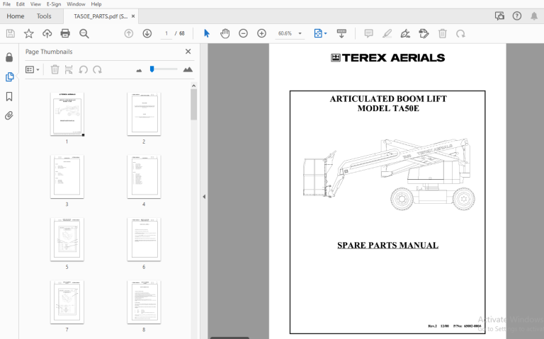 Terex Aerials Ta E Articulated Boom Lift Spare Parts Manual Pdf Heydownloads Manual Downloads