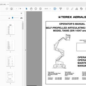 TEREX AERIALS TA50E SELF-PROPELLED ARTICULATING BOOM LIFT OPERATOR'S MANUAL - PDF