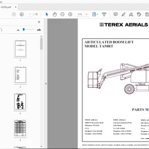 TEREX AERIALS TA50RT ARTICULATED BOOM LIFT PARTS MANUAL 65002-0006 - PDF