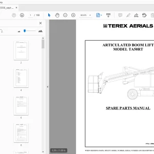 TEREX AERIALS TA50RT ARTICULATED BOOM LIFT SPARE PARTS MANUAL 65002-0006 - PDF