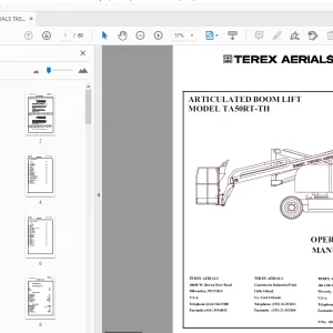 TEREX AERIALS TA50RT-TH ARTICULATED BOOM LIFT OPERATOR'S MANUAL - PDF