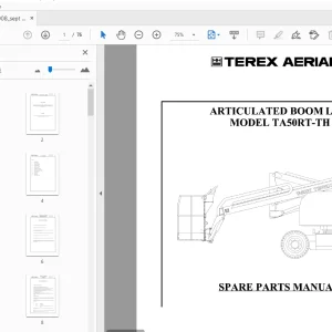 TEREX AERIALS TA50RT-TH ARTICULATED BOOM LIFT PARTS MANUAL 65002-0008 - PDF
