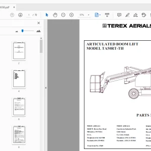 TEREX AERIALS TA50RT-TH ARTICULATED BOOM LIFT PARTS MANUAL 65002-0008 - PDF