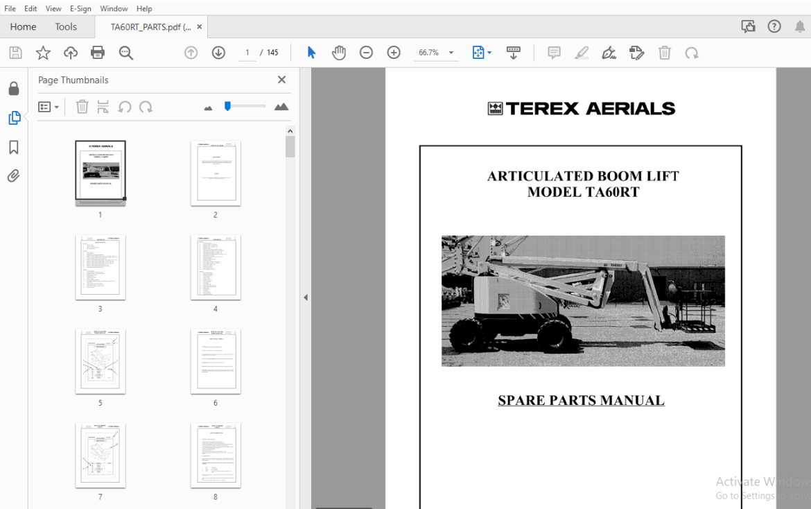 Terex Aerials Ta Rt Articulated Boom Lift Parts Manual Pdf Heydownloads Manual Downloads