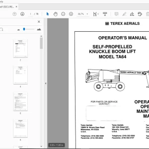 TEREX AERIALS TA64 SELF-PROPELLED KNUCKLE BOOM LIFT OPERATOR'S MANUAL - PDF