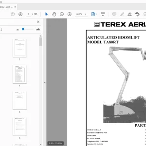 TEREX AERIALS TA80RT ARTICULATED BOOM LIFT PARTS MANUAL - PDF