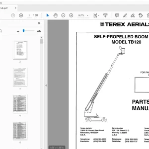 TEREX AERIALS TB 120 SELF-PROPELLED BOOM LIFT PARTS MANUAL 17158 - PDF
