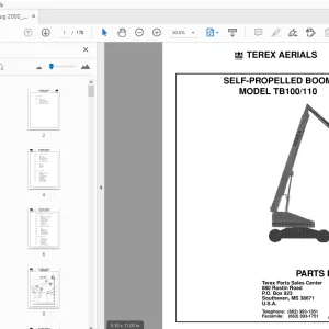 TEREX AERIALS TB100/110 SELF-PROPELLED BOOM PARTS MANUAL - PDF