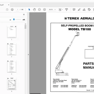 TEREX AERIALS TB100 SELF-PROPELLED BOOM LIFT PARTS MANUAL - PDF