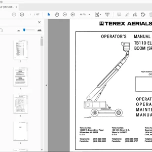 TEREX AERIALS TB110 ELECTRIC BOOM (SPECIAL) OPERATOR'S MANUAL 17152 - PDF