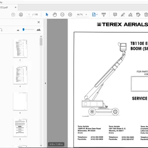 TEREX AERIALS TB110E ELECTRIC BOOM (SPECIAL) SERVICE MANUAL - PDF