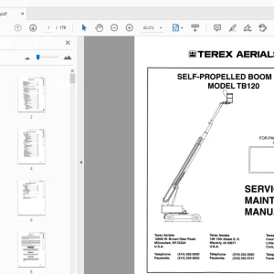 TEREX AERIALS TB120 SELF-PROPELLED BOOM LIFT SERVICE & MAINTENANCE MANUAL - PDF