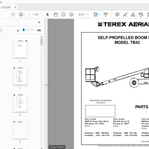 TEREX AERIALS TB42 SELF-PROPELLED BOOM LIFT PARTS MANUAL 12261-232 - PDF