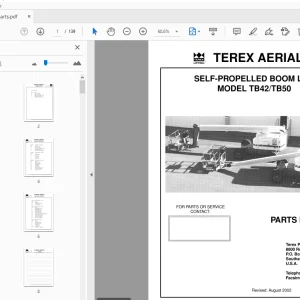 TEREX AERIALS TB42/TB50 SELF-PROPELLED BOOM LIFT PARTS MANUAL - PDF