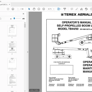 TEREX AERIALS TB44/50 SELF-PROPELLED BOOM LIFT OPERATOR'S MANUAL - PDF
