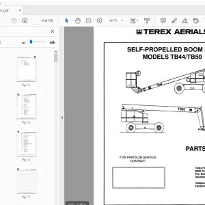 TEREX AERIALS TB44/TB50 SELF-PROPELLED BOOM LIFT PARTS MANUAL 17161 - PDF