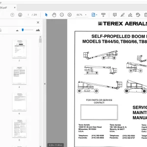 TEREX AERIALS TB44/50, TB60/66, TB85, TB100 SERVICE & MAINTENANCE MANUAL - PDF