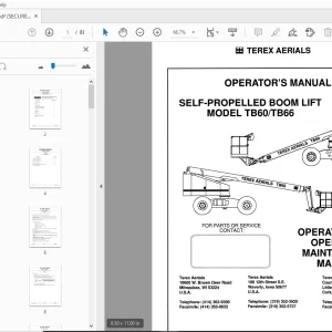 TEREX AERIALS TB60/TB66 SELF-PROPELLED BOOM LIFT OPERATOR'S MANUAL - PDF