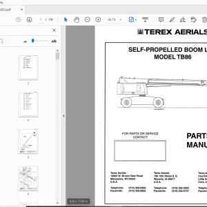 TEREX AERIALS TB86 SELF-PROPELLED BOOM LIFT PARTS MANUAL - PDF