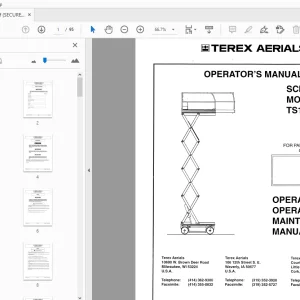 TEREX AERIALS TS15/TS19 SCISSOR LIFT OPERATOR'S MANUAL 17248 - PDF
