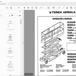 TEREX AERIALS TS20 TS20W TS26 TS26W TS30 SCISSOR LIFT OPERATOR'S MANUAL - PDF