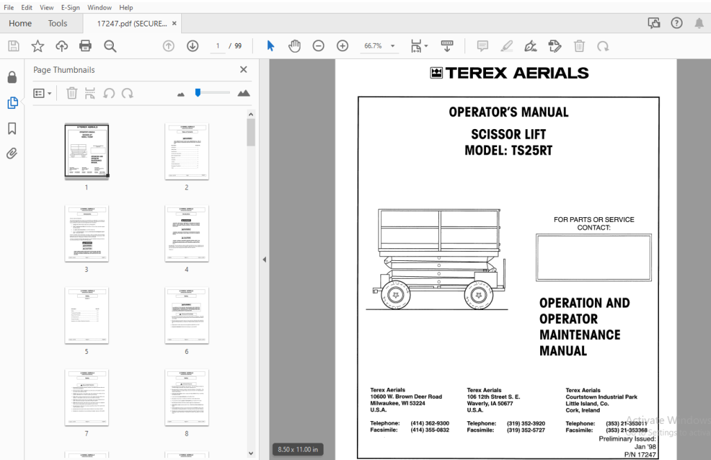 Terex Aerials Ts Rt Scissor Lift Operator S Manual Pdf Heydownloads Manual Downloads