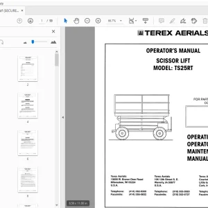 TEREX AERIALS TS25RT SCISSOR LIFT OPERATOR'S MANUAL 17247 - PDF