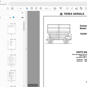 TEREX AERIALS TS25RT SCISSOR LIFT PARTS MANUAL 12261-255 - PDF