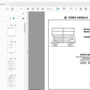 TEREX AERIALS TS25RT SCISSOR LIFT PARTS MANUAL - PDF