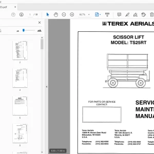 TEREX AERIALS TS25RT SCISSOR LIFT SERVICE & MAINTENANCE MANUAL - PDF
