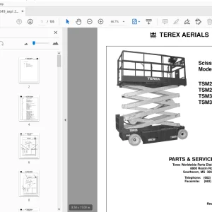 TEREX AERIALS TSM20 TSM26 TSM30 TSM32 SCISSOR LIFT PARTS & SERVICE MANUAL - PDF