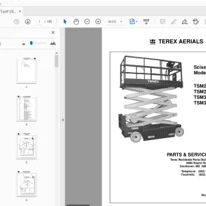 TEREX AERIALS TSM20 TSM26 TSM30 TSM32 SCISSOR LIFT PARTS & SERVICE MANUAL - PDF