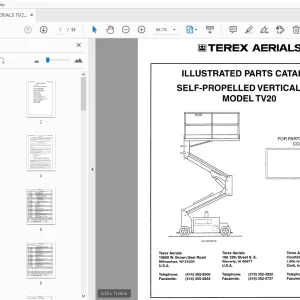 TEREX AERIALS TV20 SELF-PROPELLED VERTICAL LIFT ILLUSTRATED PARTS MANUAL - PDF