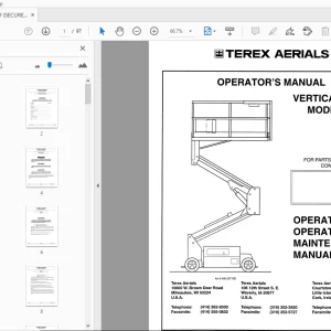 TEREX AERIALS TV20 VERTICAL LIFT OPERATOR'S MANUAL 17512 - PDF