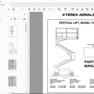 TEREX AERIALS TV20 VERTICAL LIFT PARTS MANUAL 17514 - PDF DOWNLOAD