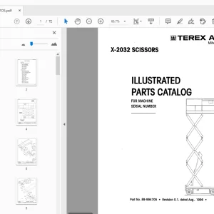TEREX AERIALS X-2032 SCISSORS ILLUSTRATED PARTS MANUAL 89-994705 - PDF