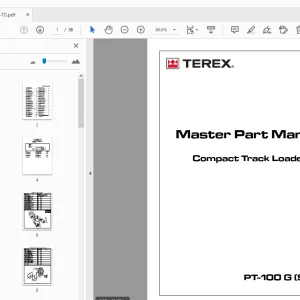 TEREX PT-100G (Sunbelt) Compact Track Loader Master Part Manual 2076-470 - PDF