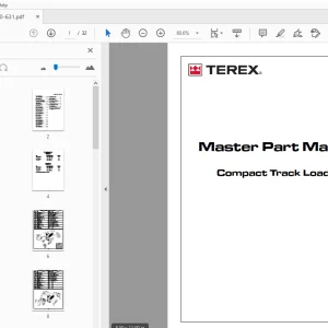 TEREX PT-60 Compact Track Loader Master Part Manual 2030-631 - PDF