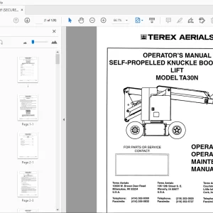 TEREX TA30N SELF-PROPELLED KNUCKLE BOOM AERIAL LIFT OPERATOR'S MANUAL - PDF