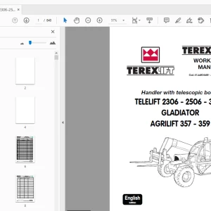 TEREXLIFT 2306-2506-3007 GLADIATOR AGRILIFT 357-359 WORKSHOP MANUAL - PDF