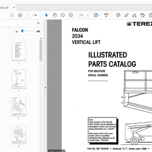 Terex Aerials Falcon 2034 Vertical Lift Illustrated Parts Manual - PDF