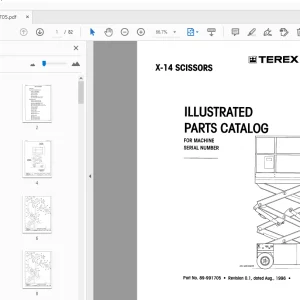 Terex Aerials X-14 Scissors Illustrated Parts Manual 89-991705 - PDF