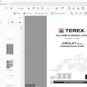 Terex GIROLIFT serisi teleskopik bomlu forklift KULLANMA VE BAKIM EL KiTABI - PDF