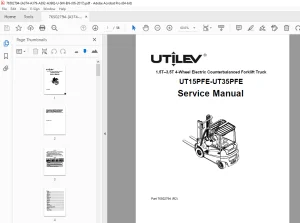 UTILEV UT15PFE UT35PFE 1.5T - 3.5T 4-Wheel Truck Service Manual PDF